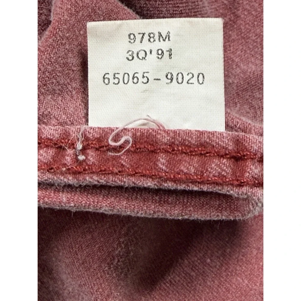 Vintage 90s Levis Denim Shirt Mens Medium Red Faded Washed Button Up Workwear